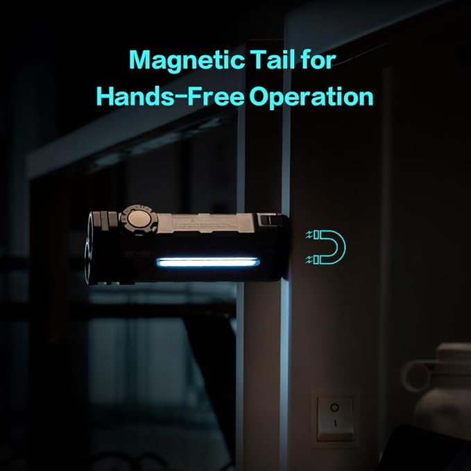 4360 Lumens Flat Flashlight SK05 Pro(5700K) with 8000mAh Power Bank, Portable Rechargeable EDC Flashlight with Floodlight, Spotlight & Sidelight Idea for Outdoors Hiking Emergency