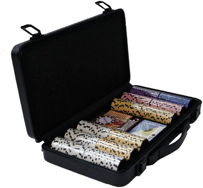 THUNDERBAY 13.5 Gram 300 Clay Composite Poker Chips Set with Aluminum Case, Two Decks of Playing Cards, One Metal Dealer Button&5 Dices for Poker, Texas Hold'em, Blackjack, Casino Games at Home