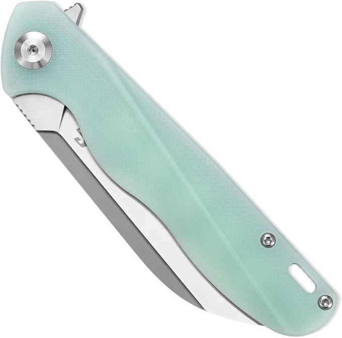 Sitivien ST103 Folding Knife, D2 Steel Blade+G10 Handle Pocket Knife, EDC Tool Knife for Outdoor, Camping, Hunting, Survival (Jade)