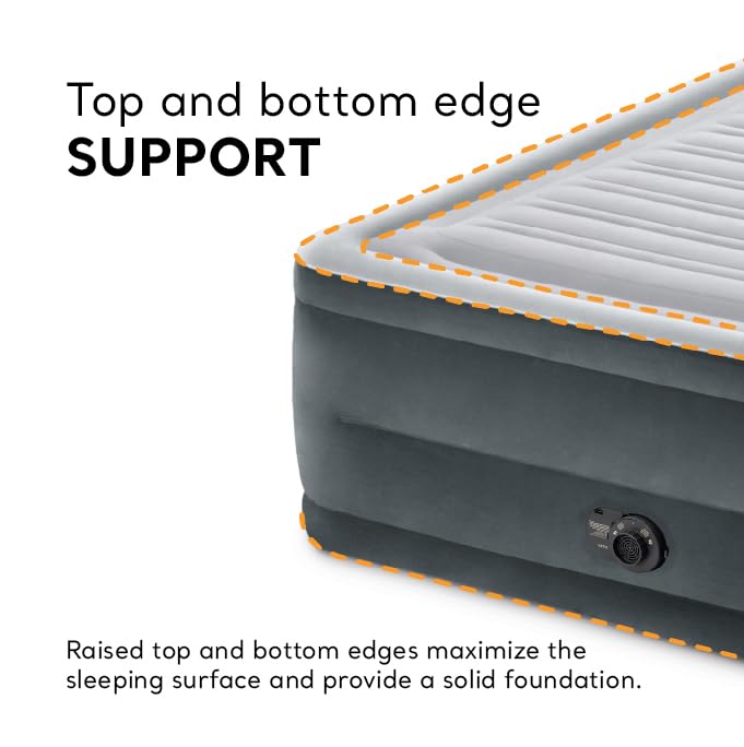 Intex 64417ED 22in Queen Dura-Beam Comfort Plush High-Rise Inflatable Air Mattress with Built in