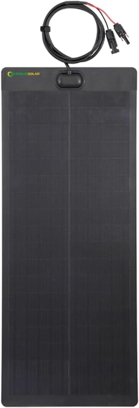 LensunSolar 50W Full Black Flexible Solar Panel, 34x14in, Waterproof Lightweight with Highest Efficiency PERC Mono Solar Cells for RV,Van,Tent