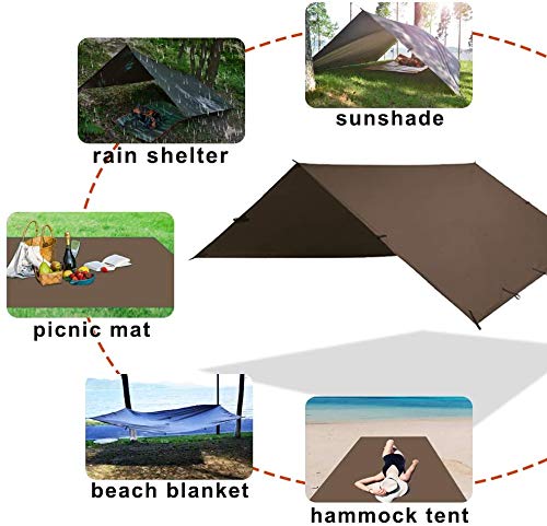 KALINCO Waterproof Camping Tarp Tent Hammock Rain Fly, 10X10FT/10X15FT, Mutifunctional Tent