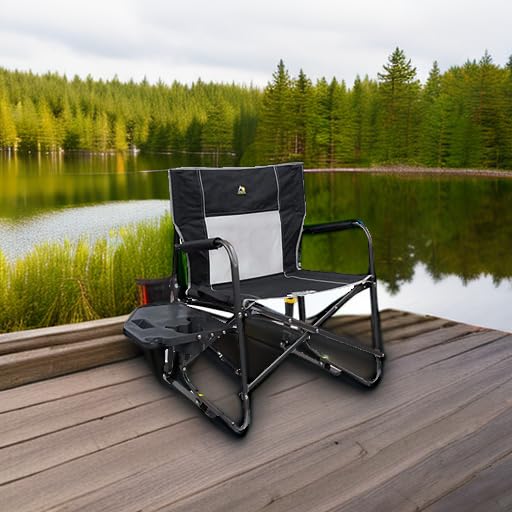 GCI Outdoor Freestyle Rocker XL with Side Table Camping Chair | Portable Folding Rocking Chair with