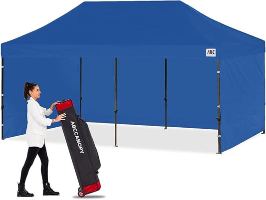 ABCCANOPY Heavy Duty Easy Pop up Canopy Tent with Sidewalls 10x20, Navy Blue