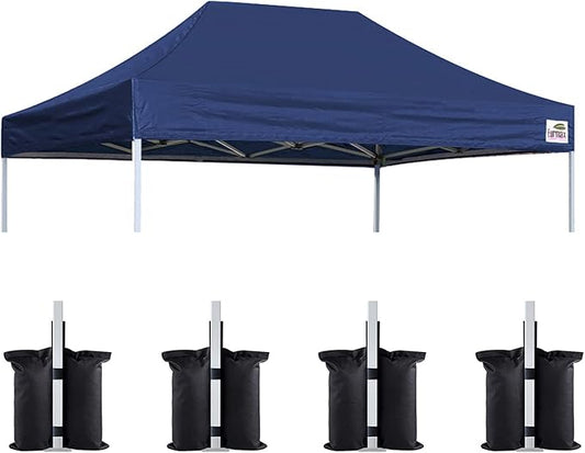 Eurmax USA Pop Up Canopy Replacement Canopy Tent Top Cover, Instant Canopy Top Cover ONLY,Bonus 4PC Pack Weight Bag (8x12, Navy Blue)