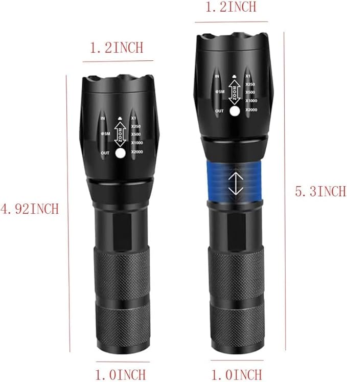 Rechargeable Black Light Flashlight Mini, Blue & UV Black Light, 3 Modes