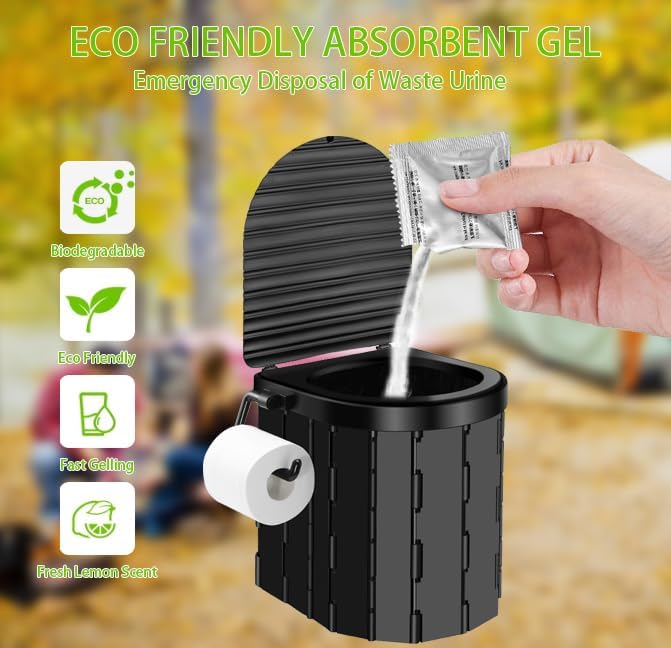 Portable Camping Toilet Kit with Pop-Up Privacy Tent, Washable Outdoor Shower and Changing Room