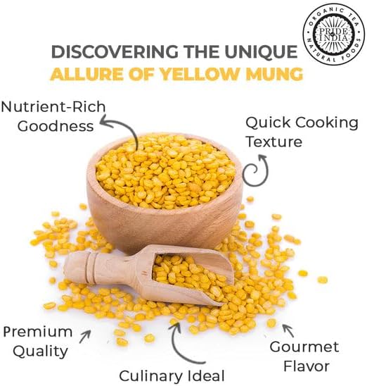 Pride Of India - PACK of 6 - Indian Split Yellow Mung Lentils - Protein & Fiber Rich Moong Dal, 1.5 Pound Jar