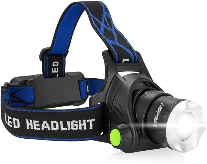 Rechargeable LED Headlamp with 1000 Lumens, Super Bright headlamp IPX4 Waterproof, 3 Lighting Modes,90° Adjustable Head, USB Cable Included,headlamp for Camping, Hiking, Fishing, Running