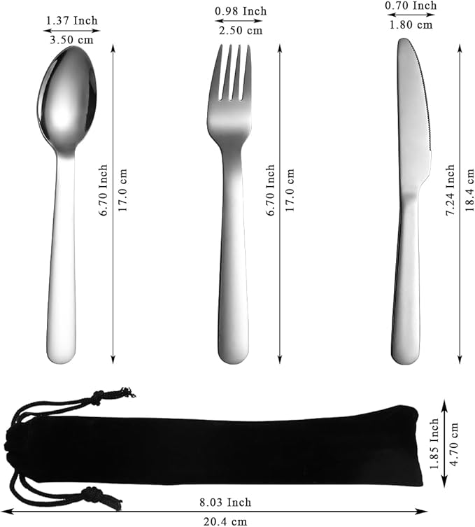 Evanda Portable Silverware Set Set of 2 Packs, Include Knife Fork Spoon, Camping Cutlery Set With Black Bag, For Home Kitchen Camping Travel, Dishwasher Safe