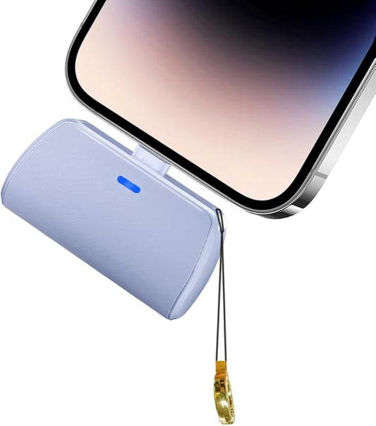 WAVYPO Keychain Portable Charger 2500mAh, Cell Phone Portable Power Bank Pack Mini Power Emergency Pod Fast Charging Compatible for iPhone 14/14 Pro Max/13/13 Pro Max/12/12 Pro Max/11/XR/X/8 (Blue)