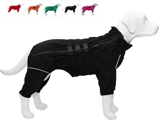 Dogs Waterproof Jacket, Lightweight Waterproof Jacket Reflective Safety Dog Raincoat Windproof Snow-Proof Dog Vest for Small Medium Large Dogs Black S