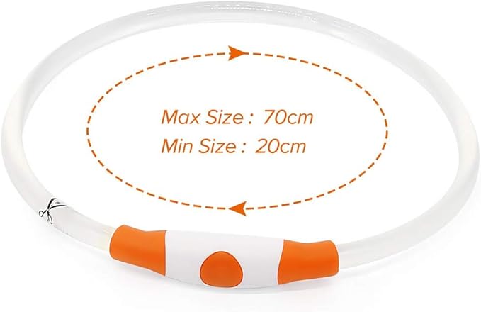 Illumifun LED Dog Collar, USB Rechargeable Light Up Dog Collars, TPU Cuttable Glow Dog Collar Lights for Night Walking (Orange)