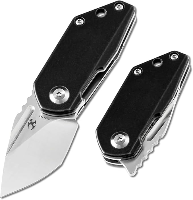KANSEPT RIO Mini Pocket Folding Knives EDC Camping Folding Knife 1.56'' Satin M390 Blade Pocket EDC Knife with Black Stonewashed Titanium Handle Everyday Carry K3044A1