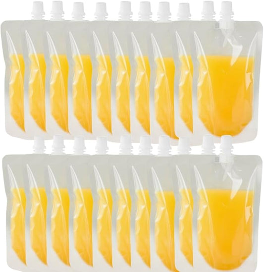 20 PCS Juice Travel Plastic Bags Portable Collapsible Beverage Bag | Leakproof Foldable Water Carrier for Outdoor Hiking, Camping & Seed Storage | Food-Grade BPA-Free Liquid Container