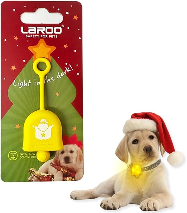 LaRoo Christmas Day Dog Lights for Night Walking,Led Dog Collar Lights for Nighttime Clip On Light up Dog Collar