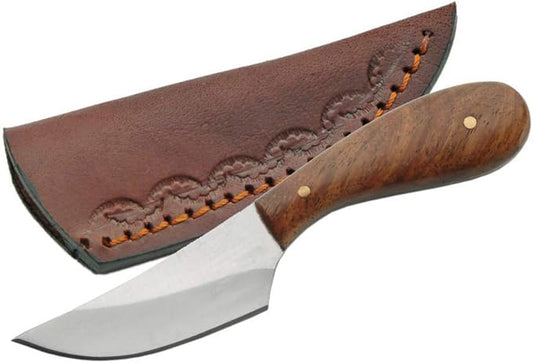 Szco Supplies 4.75??Small Slim Skinner Patch Outdoor Hunting Knife with Brown Leather Sheath (DH-7990)