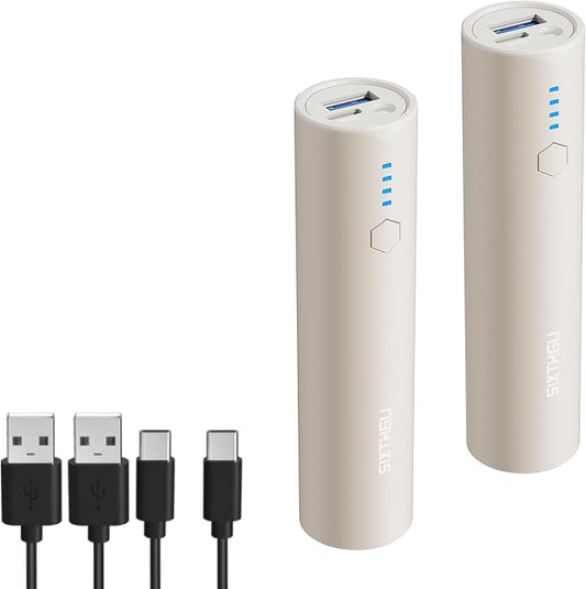 Portable Charger, 5000mAh Mini Power Bank, S03 2-Pack Pocket Size Fast Charging USB-C (in&Out) Compatible with iPhone Series, Android Phone and More,Purple