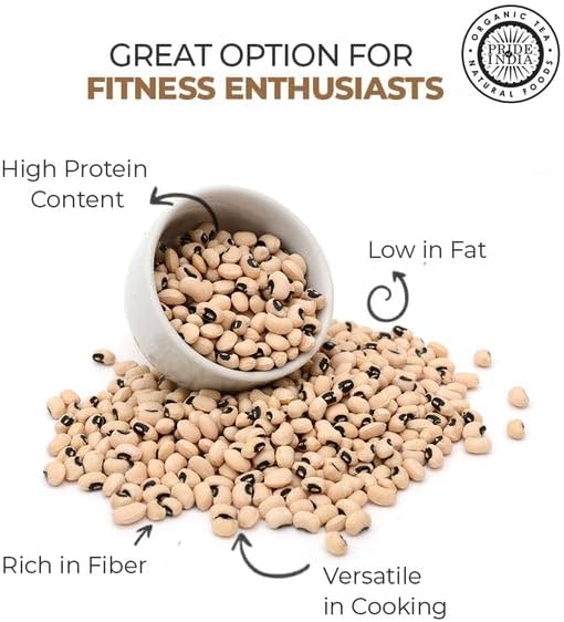 Pride Of India - PACK of 6 - Indian Whole Black Eyed Peas - Protein & Fiber Rich Lobiya, 3 Pound Jar