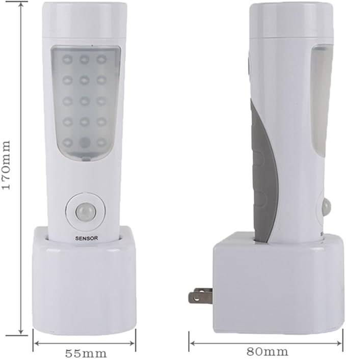 4-in-1 Motion Sensor Wall Night Light, Power Failure LED light, Emergency Flashlights, Rechargeable Torch, Plug in Power Outage Light, Perfect for Power Outages and Hurricanes, Bright White 2-Pack