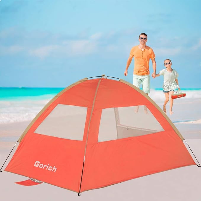 Gorich Beach Tent Sun Shelter for 3/4-5/6-7/8-10 Person with UPF 50ï¼?UV Protection, Lightweight & Easy Setup Beach Shade Canopy, Portable Beach Shade Tent Beach Cabana