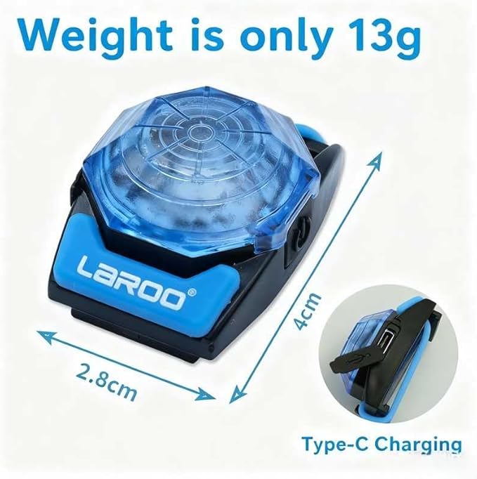 LaRoo Dog Lights for Night Walking,USB-C Rechargeable Dog Lights,Only 13g for Small Dogs,3 Modes Waterproof LED Collar Charm for Nighttime Running,Pet Camping Essentials (Blue)