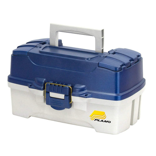 Plano 2-Tray Tackle Box with Dual Top Access, Blue Metallic/Off White, Premium Tackle Storage