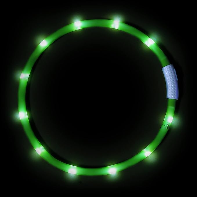 Illumifun LED Dog Necklace, USB Rechargeable Light Up Dog Collars, Flahing Dog Collar Light for Your Dogs Glow in The Dark (Green-Silicone)