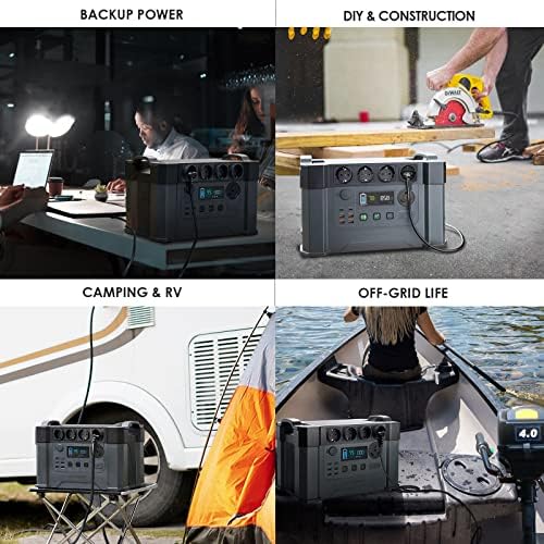 2000w Portable Power Station, 1500Wh MPPT Battery Backup, S2000 Solar Generator with 4 AC Outlets(Peak 4000w), Solar Power Bank for 11 Devices, for Home Use, Outdoor Camping, Traveling, RVs