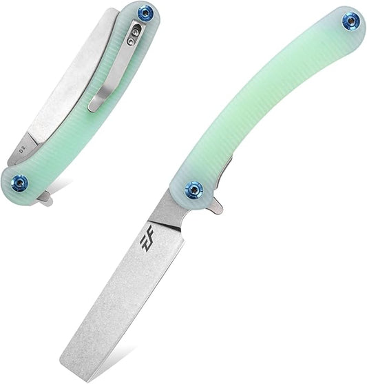 Eafengrow EF939 Folding Pocket Knife D2 Steel Blade G10 Handle EDC Tool Knife for Camping Survival and Outdoor (Jade)