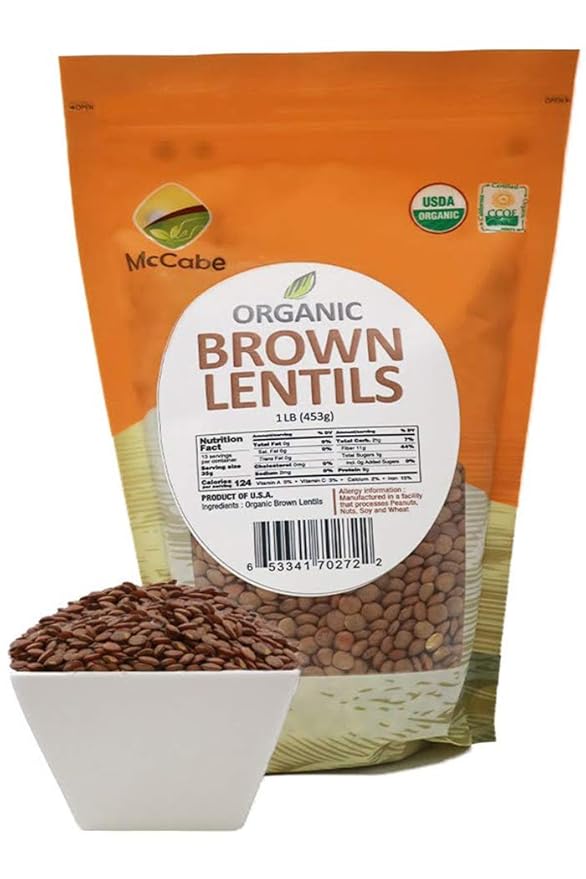 McCabe Organic Brown Lentils - Bulk Lentils Rich in Fiber & Minerals | USDA and CCOF Certified | Product of USA | 1Lbs
