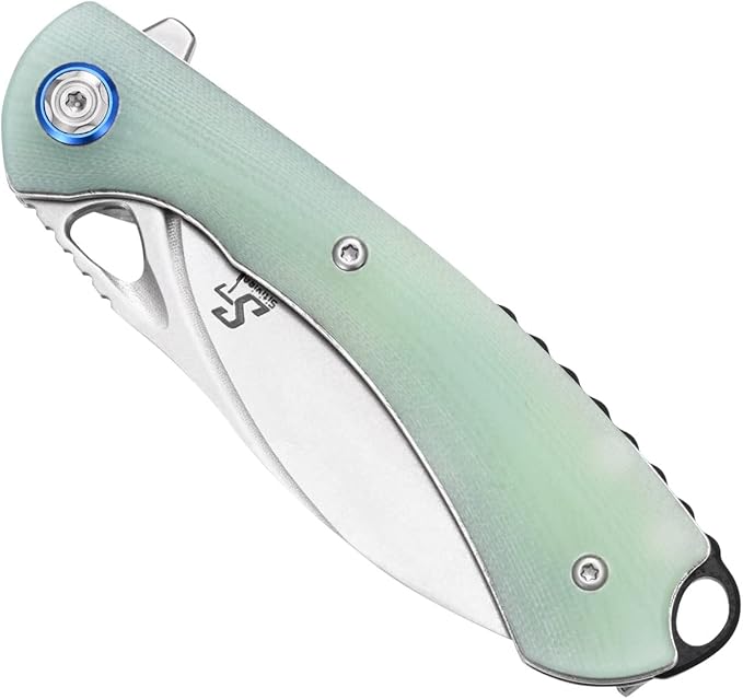 Sitivien ST147 Folding Pocket Knife,14C28N Steel Blade with G10 Handle Utility Knife EDC Tool Knife for Outdoor Camping,Hiking,Hunting(Jade)