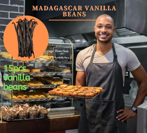 15 Organic Madagascar Vanilla Beans-Whole Pods Grade A 5''-7'' Premium Vanilla Beans For Extract And Homemade Baking (Pack of 1)