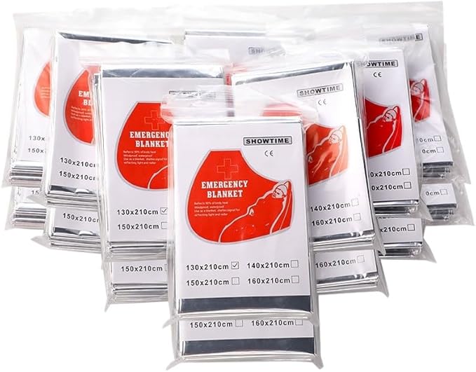 8-Pack Emergency Mylar Blankets, Reflective Space Blanket Survival Kit for Hiking, Camping, Outdoors & First Aid, 84" L x 52??W