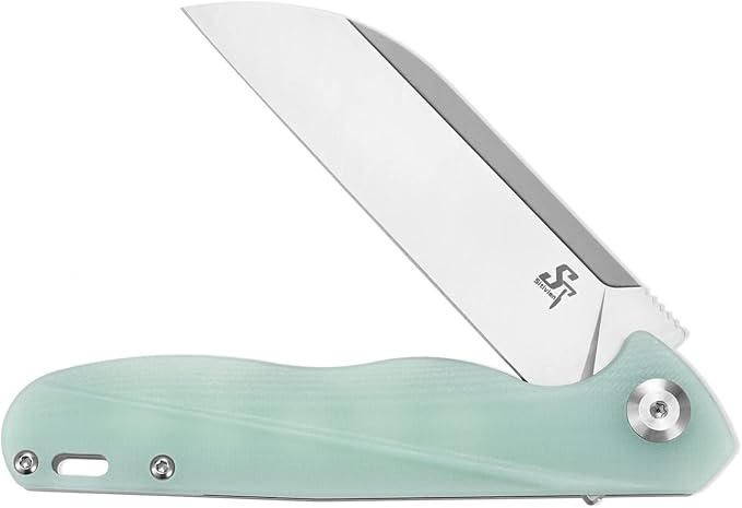 Sitivien ST103 Folding Knife, D2 Steel Blade+G10 Handle Pocket Knife, EDC Tool Knife for Outdoor, Camping, Hunting, Survival (Jade)