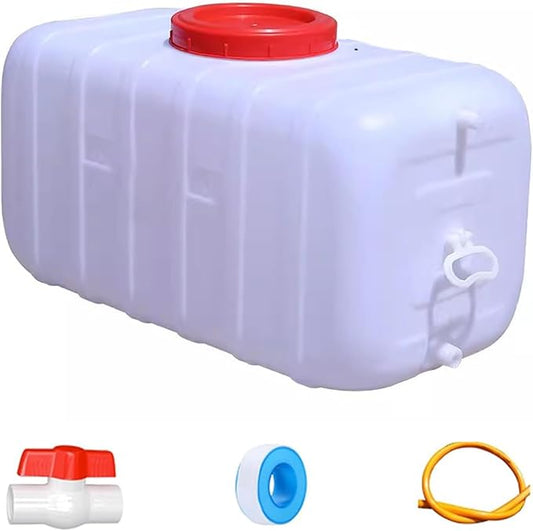 Large Water Storage Tank BPA Free Water Jug Container with Spigot, Portable Food Grade Plastic with Wide Opening for Outdoor Camping Hiking RV Emergency(Size:35L/9Gallon,Color:White)