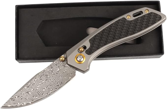 VG10 Sandwich Damascus Blade folding knife,Pocket clip suitable for outdoor, camping, tactics and survival