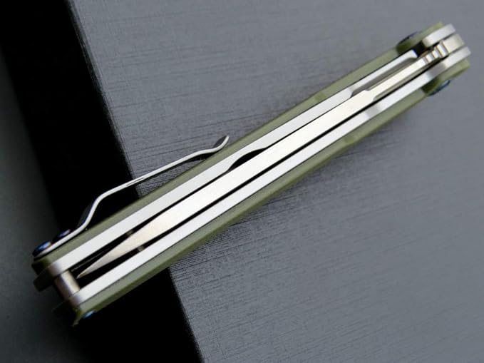 Eafengrow EF942 EDC Folding Knife, D2 Steel Blade Titanium Plating & G10 Handle,Pocket Clip with Frame Lock EDC Pocket Flipper Knife for Camping Hiking Survival Outdoor(Green)