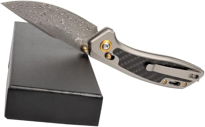 VG10 Sandwich Damascus Blade folding knife,Pocket clip suitable for outdoor, camping, tactics and survival