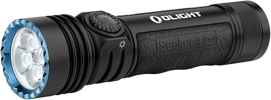 OLIGHT Seeker 4 Pro Rechargeable Flashlights, 4600 Lumens High Powerful Bright Light with USB C Holster, Waterproof IPX8 for Emergencies, Camping, Searching (Matte Black Neutral White)