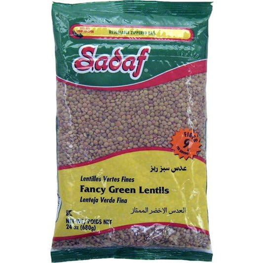 Sadaf Green Lentils - Fancy Green Lentils for Cooking or Food Flavoring - Gourmet Lentils - Lentejas Verdes - Kosher - 24 Oz Resealable Bag