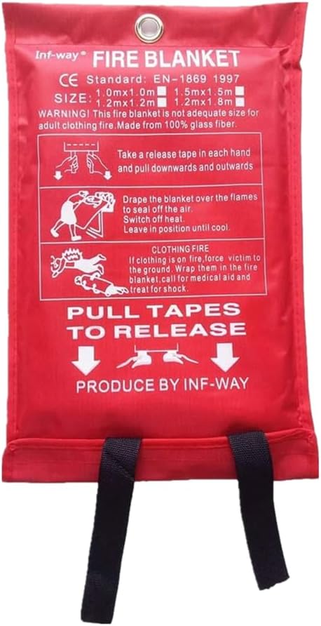 Inf-way Emergency Fire Blanket for Home and Kitchen, 5 Size for Choice, 1 Pack Extra Large Fire Blanket 4.9x4.9ft