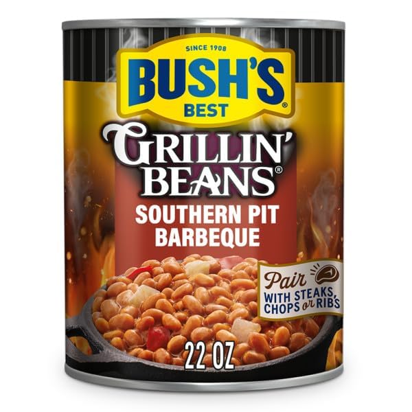 Bush's Best Grillin' Beans Variety Pack, 4 Flavors, 1 of Each Flavor (Smokehouse Tradition 22oz, Southern Pit Barbecue 22oz, Steakhouse Recipe 22oz, Bourbon & Brown Sugar 22oz)