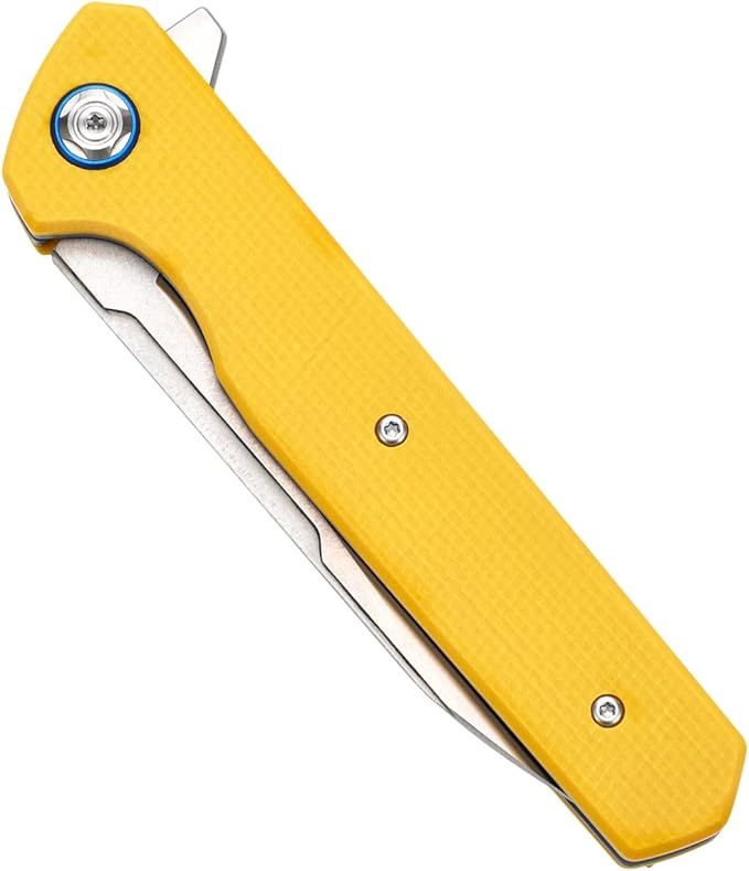 Sitivien ST135 Folding Knife,D2 Steel Blade G10 Handle Outdoor EDC Knife for Hunting Fishing Camping(Yellow)