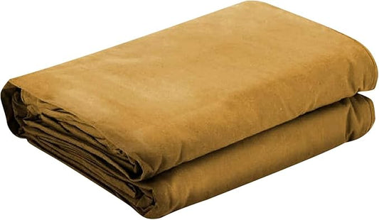Tarps Now 10x12 ft Heavy Duty Canvas Tarp | 18 MIL Industrial Grade, Tear Resistant, Reinforced Edges, Nickel Plated Grommets | Ideal for Construction, Trucking, Manufacturing, Automotive – Tan Color