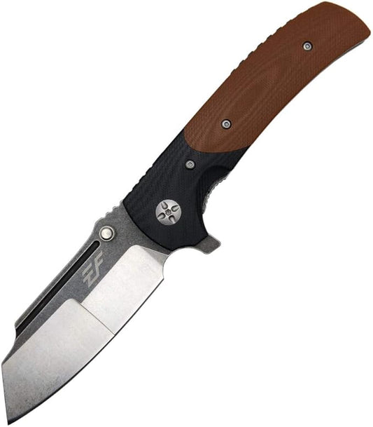 Eafengrow EF69 Pocket EDC Knife with Clip,Flipper Folding Knife for Camping Survival and Outdoor Activities Liner Lock. (EF69-brown)