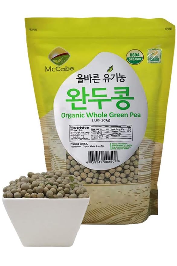 McCabe Organic Whole Green Pea - Green Peas | Rich with Fiber & Minerals | USDA and CCOF Certified | Packed in USA | 2Lbs