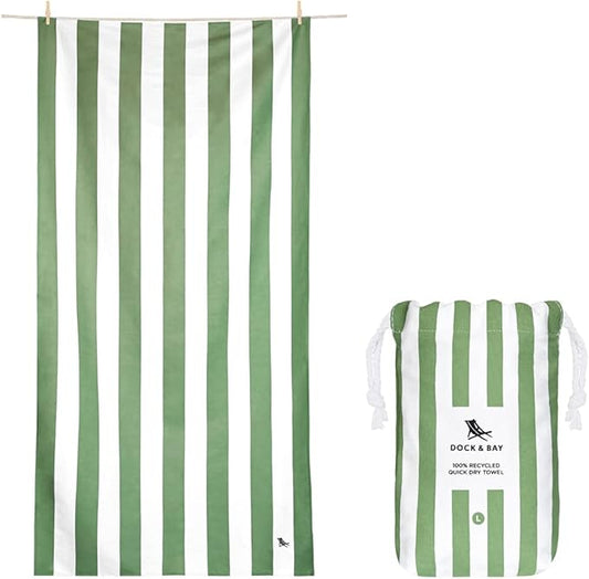 Dock & Bay Customized Beach Towel - Quick Dry, Sand Free - Compact, Lightweight - 100% Recycled - Includes Bag - Cabana - Cayman Khaki - Large