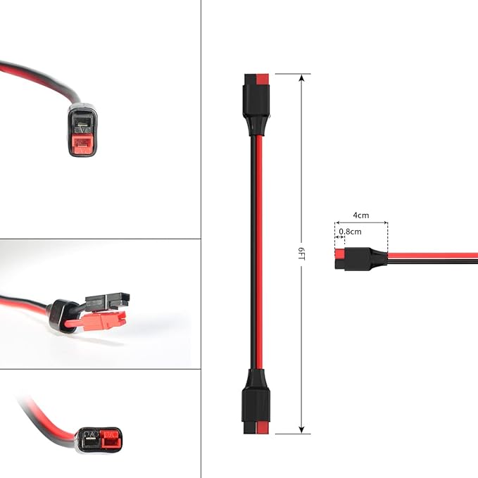 12AWG 6FT Anderson Extension Cable 2 6 10 20 35 50FT Solar Extension Cable Anderson Connector for Portable Power Station Solar Generator Solar Panel (6FT)