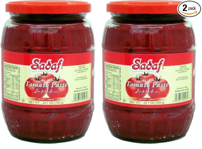 Sadaf Tomato Paste in jar - Tomato paste no sugar added - All-natural tomato sauce - Keto Friendly, Kosher, no artificial colors or flavours - 24 Oz (Pack of 2)